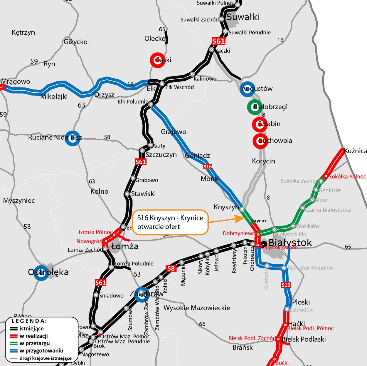 Mapa odcinka S16