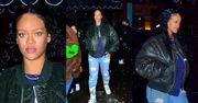Rihanna w bomberce za 5,5 tysiąca i oryginalnych butach drałuje przez zaśnieżoną ulicę na randkę z ASAPem Rocky (ZDJĘCIA)