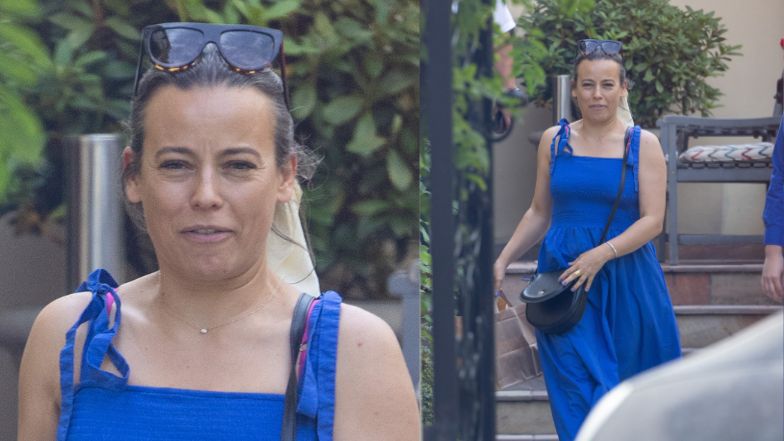 Anna Mucha wychodzi z restauracji