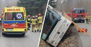 Wypadek autobusu na Podkarpaciu. Wysłano 3 śmigłowe LPR
