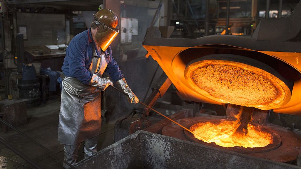 Ironworks Eisenhuette GmbH
ORTRAND, GERMANY - JULY 03: Worker monitoring a blast furnace of the Ortrander Eisenhuette GmbH, an ironworks on July 03, 2014, in Ortrand, Germany. The ironworks manufactures with machine-moulded castings products for the automobile industry and furnace building.(Photo by Thomas Koehler/Photothek via Getty Images)***Local Caption***
Thomas Koehler
Adult, Blast Furnace, Blaze, Business and Finance, Cast, Cast Iron, Cast-Iron, Casting, Company, Economy, Eisenhuette, Embers, Employment, Factory, Ferrous Metallurgy, Foundry, Furnace, Gloves, Glow, Heat, Helmet, Horizontal, Hot, Industry, Iron, Iron Casting, Iron Industry, Iron Works, Ironworks, Labor, Liquid, Man, Melter, Melting, Melting Furnace, Metal, Metal Industry, Metallurgical Furnace, Metallurgy, Mill, Molding, Molten, Moulding, Ortrander, Plant, Product, Production, Production Plant, Production Site, Products, Protective Clothes, Protective Helmet, Protective Wear, Siderurgy, Smelter, Smeltery, Smelting, Smelting Furnace, Smelting Works, Steel, Steel Works, Technology, Worker, Workwear, Yellow