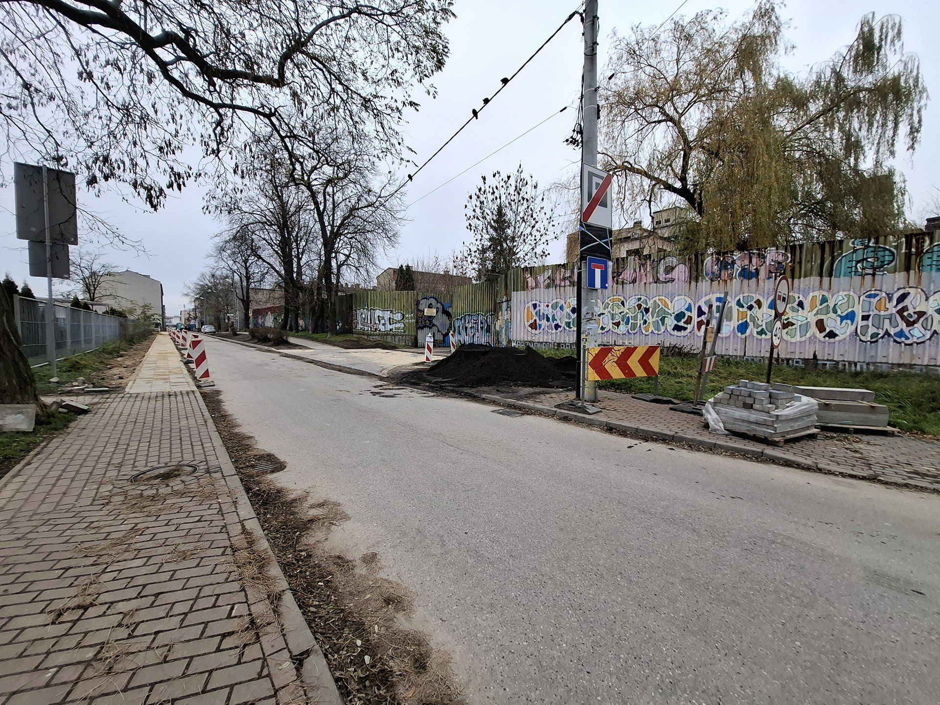 Ulica Mielczarskiego w Częstochowie w czasie remontu