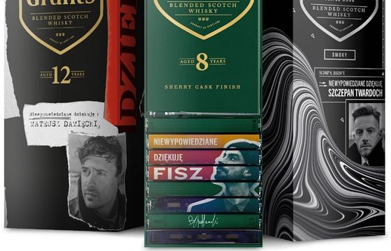 „#NiewypowiedzianeDziekuje” - Twardoch, Damięcki i Fisz na opakowaniach whisky Grant’s