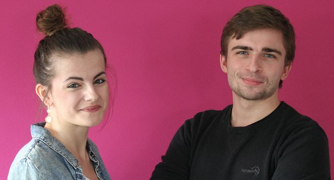 Justyna Żelazińska i Przemysław Słowiński w BE Media