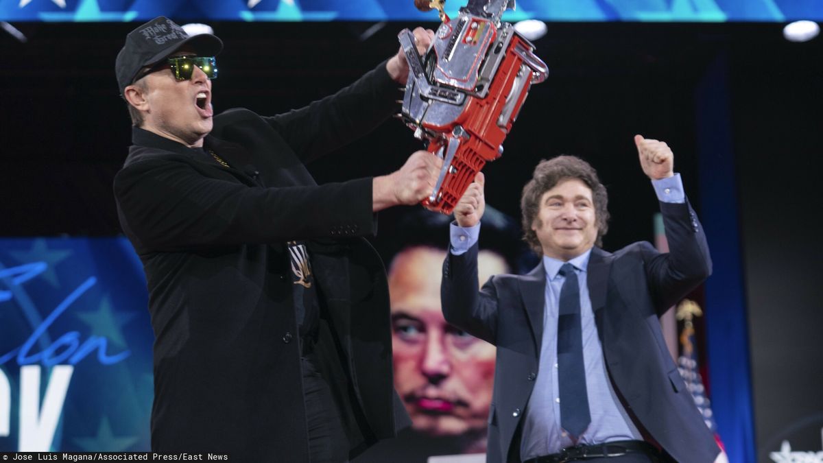 Temporary
Elon Musk holds up a chainsaw he received from Argentina's President Javier Milei, right, as they arrive to speak at the Conservative Political Action Conference, CPAC, at the Gaylord National Resort & Convention Center, Thursday, Feb. 20, 2025, in Oxon Hill, Md. (AP Photo/Jose Luis Magana)
Jose Luis Magana
