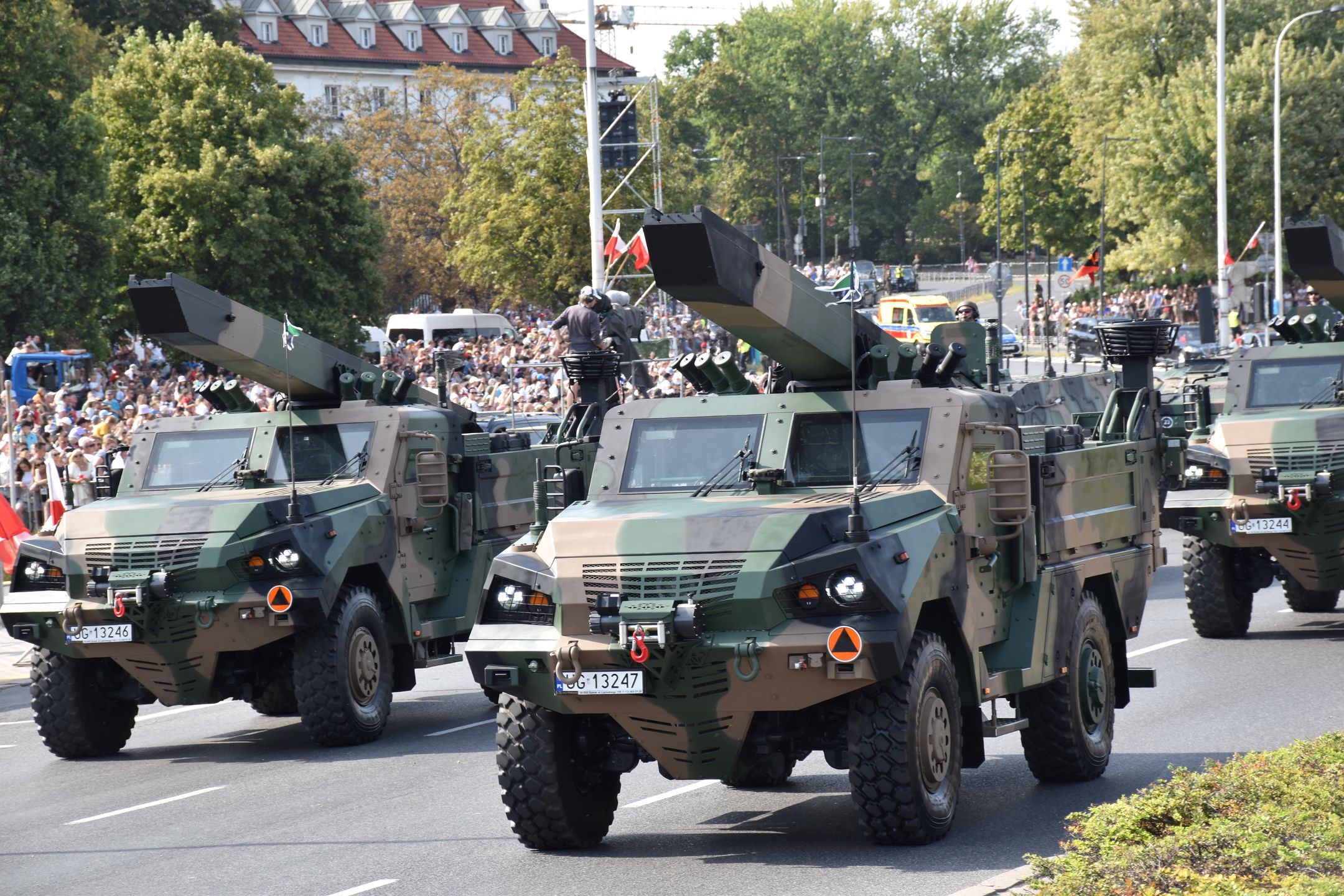 System rozpoznawczo-uderzeniowy Gladius to prawdziwy powiew nowoczesności w polskiej armii. Niestety pojazdy prezentowano bez bezzałogowców na katapultach. 