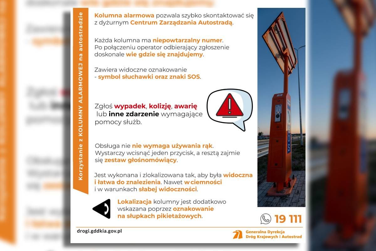 Korzystanie z KOLUMNY ALARMOWEJ na autostradzie