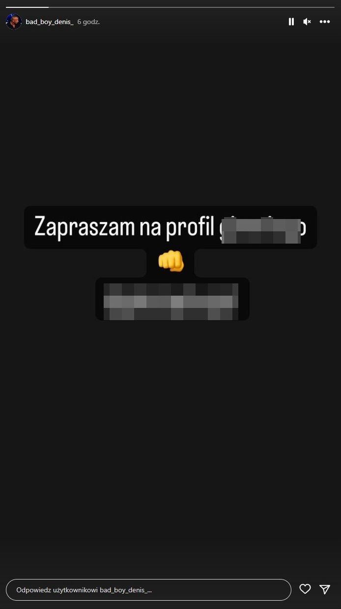 Denis Załęcki reklamuje dilera