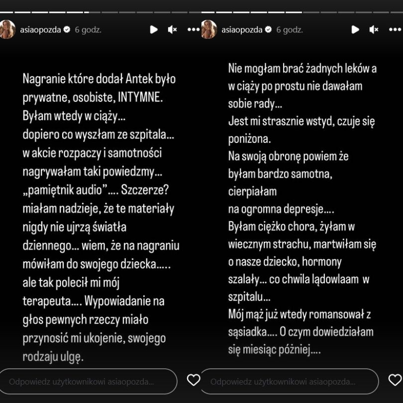 Joanna Opozda reaguje na wpisy Antka Królikowskiego
