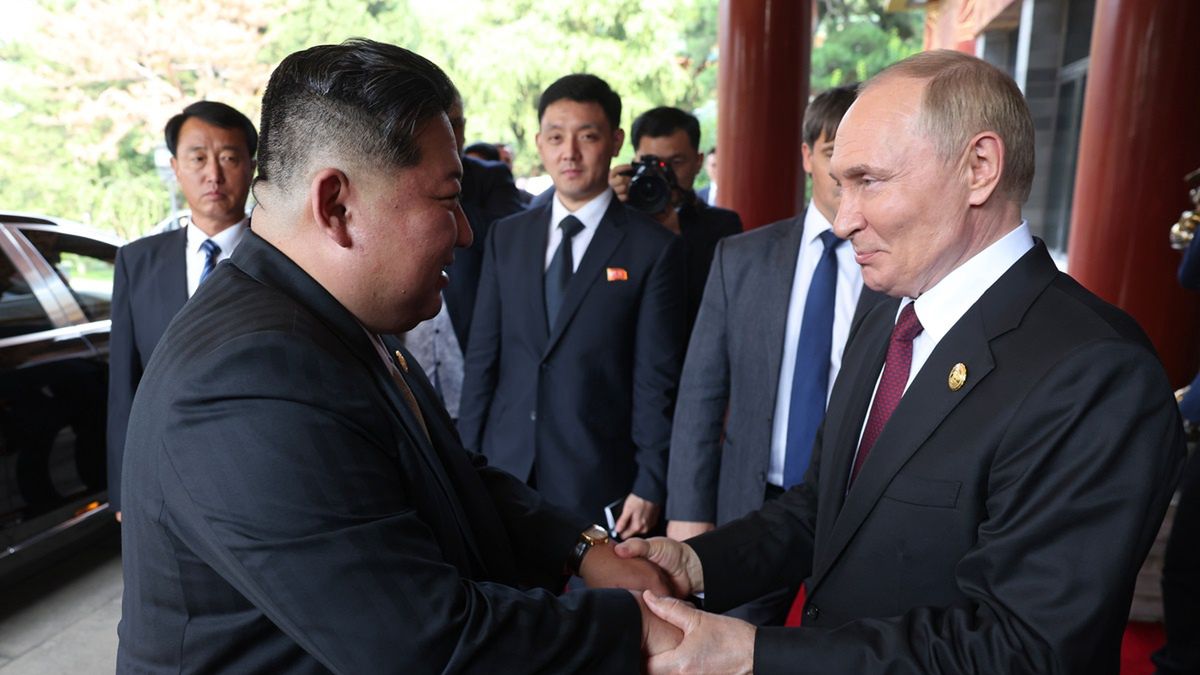 Spotkanie Kim Dzong Una z Putinem w Pekinie.