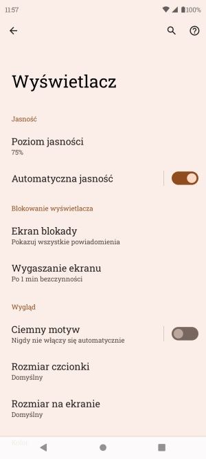 smartfon poziom jasności