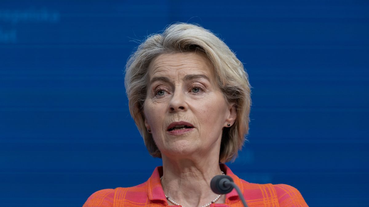 President of the European Commission Ursula von der Leyen talks during a joint press conference with the President of the European Council Charles Michel and the Prime Minister of Belgium Alexander De Croo after the end of the European Council Summit, a meeting of the EU leaders. The summit was about the bloc signing a security agreement with Ukraine and held discussions on further military support while the Presidnet of Ukraine was earlier at the Council, discussed bloc's defence, future strategic agenta, Middle East, security while the EU heads of states agreed on the top official nominations for the blocs key power roles. Brussels, Belgium on June 28, 2024 (Photo by Nicolas Economou/NurPhoto via Getty Images)