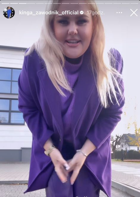 Kinga Zawodnik w fioletowym total looku