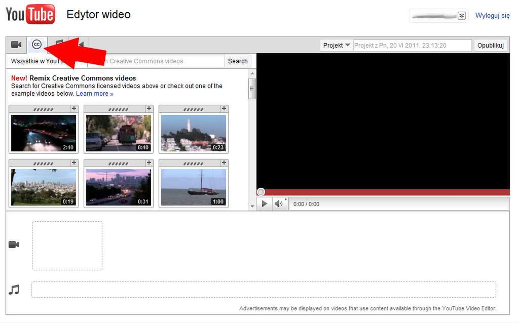 Korzystanie z klipów na licencji Creative Commons