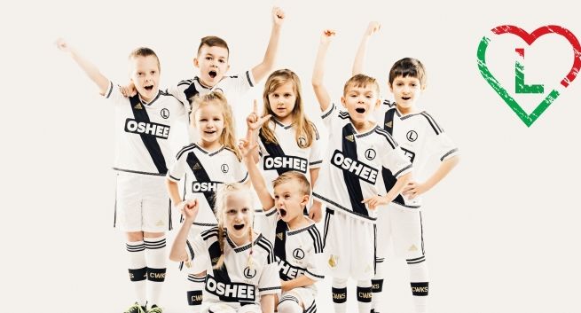 Oshee jako sponsor Legii Warszawa na koszulkach drużyn młodzieżowych