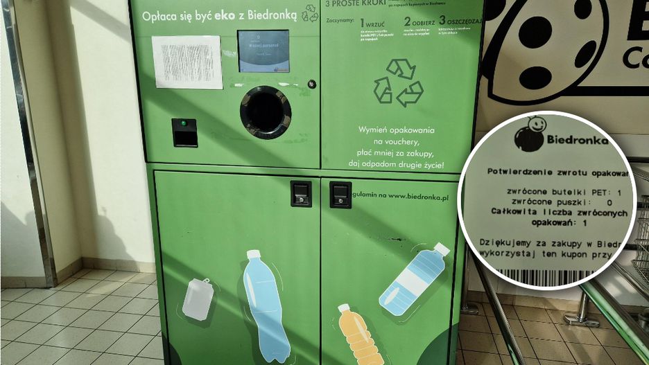 Automat do segregacji odpadów w Biedronce
