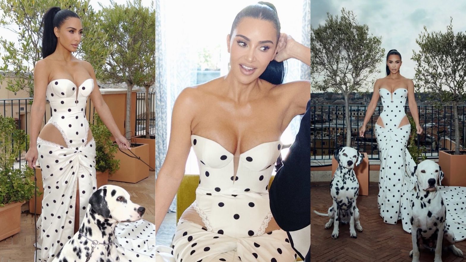 Kim Kardashian w "dalmatyńczykowej" kreacji w Rzymie