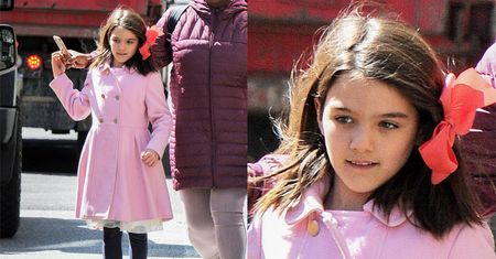 Katie Holmes z córką w różowym płaszczu Diora! "Suri ma własną stylistkę" (ZDJĘCIA)