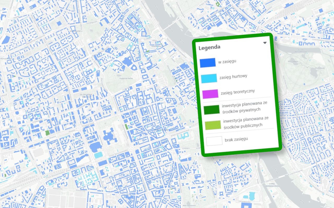 Mapa szerokopasmowego internetu w Polsce