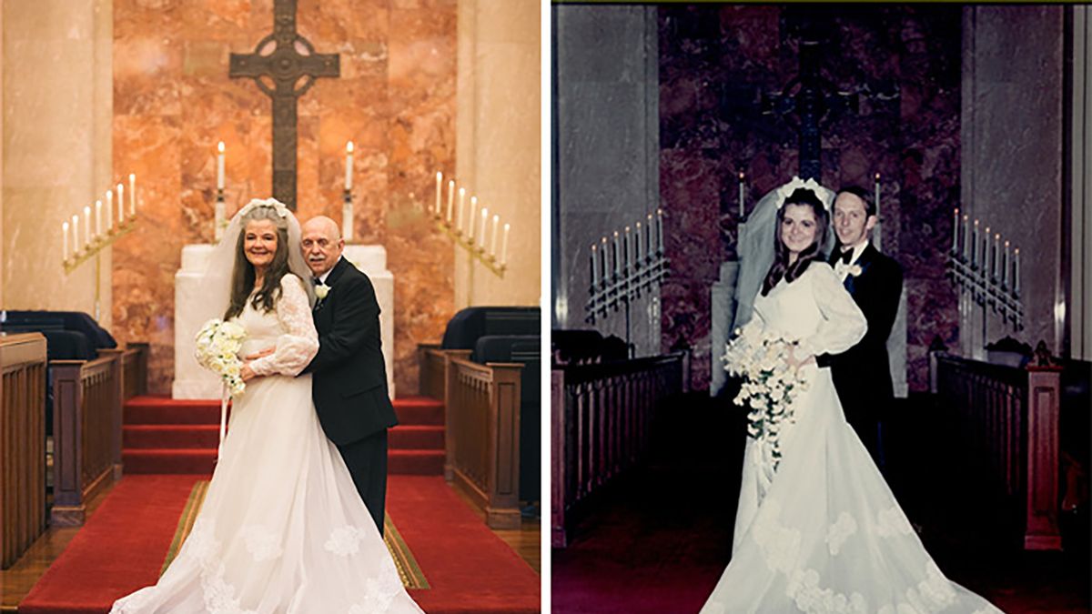 Po 50 latach małżeństwa postanowili odświeżyć swoje zdjęcia z wyjątkowego dnia. Wyszło pięknie! 1