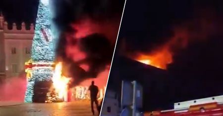 Gęsty dym nad Raciborzem. Pożar miejskiej choinki