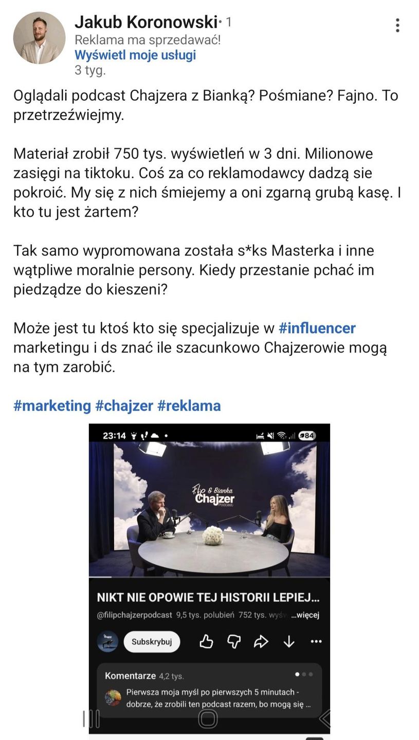 screen LinkedIn Jakub Koronowski