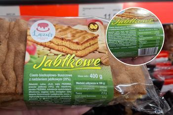W Aldi wypatrzyłam ciasto jabłkowe. Spojrzawszy na etykietę, szybko odłożyłam je na półkę