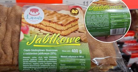 W Aldi wypatrzyłam ciasto jabłkowe. Spojrzawszy na etykietę, szybko odłożyłam je na półkę