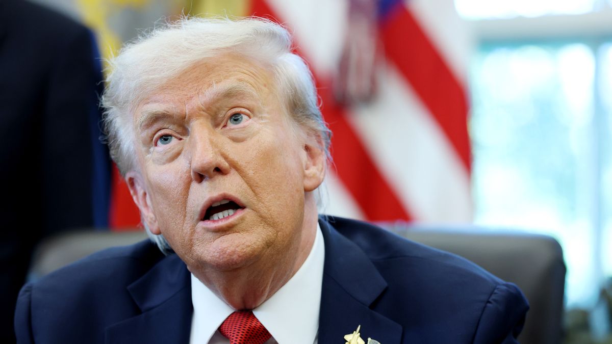 WASHINGTON, DC - OCTOBER 06: U.S. President Donald Trump speaks in the Oval Office at the White House on October 06, 2025 in Washington, DC. Trump and other cabinet secretaries spoke on an executive order that will increase the development and production of Alaska's natural resources. (Photo by Anna Moneymaker/Getty Images)