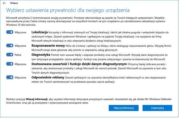 Windows 10 prywatność obecni
