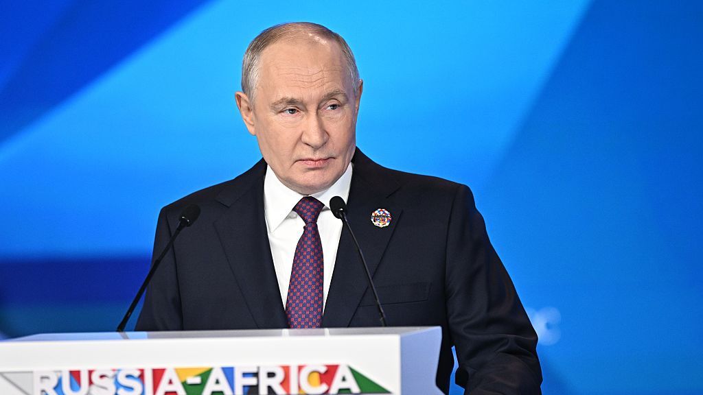 Russia-Africa Economic and Humanitarian Forum in Moscow
MOSCOW, RUSSIA - OCTOBER 28: (----EDITORIAL USE ONLY - MANDATORY CREDIT - 'SERGEY BOBYLEV/ RUSSIA-AFRICA SUMMIT AND ECONOMIC AND HUMANITARIAN FORUM HOST PHOTO AGENCY / HANDOUT' - NO MARKETING NO ADVERTISING CAMPAIGNS - DISTRIBUTED AS A SERVICE TO CLIENTS----) Russian President Vladimir Putin delivers a speech during the plenary session of the Russia-Africa Economic and Humanitarian Forum in Moscow, Russia, on October 28, 2026. (Photo by Sergey Bobylev / Sputnik/Anadolu via Getty Images)
Anadolu
3rd summit, third summit, economic and humanitarian forum, russia-africa, summit, forum, russian-african cooperation