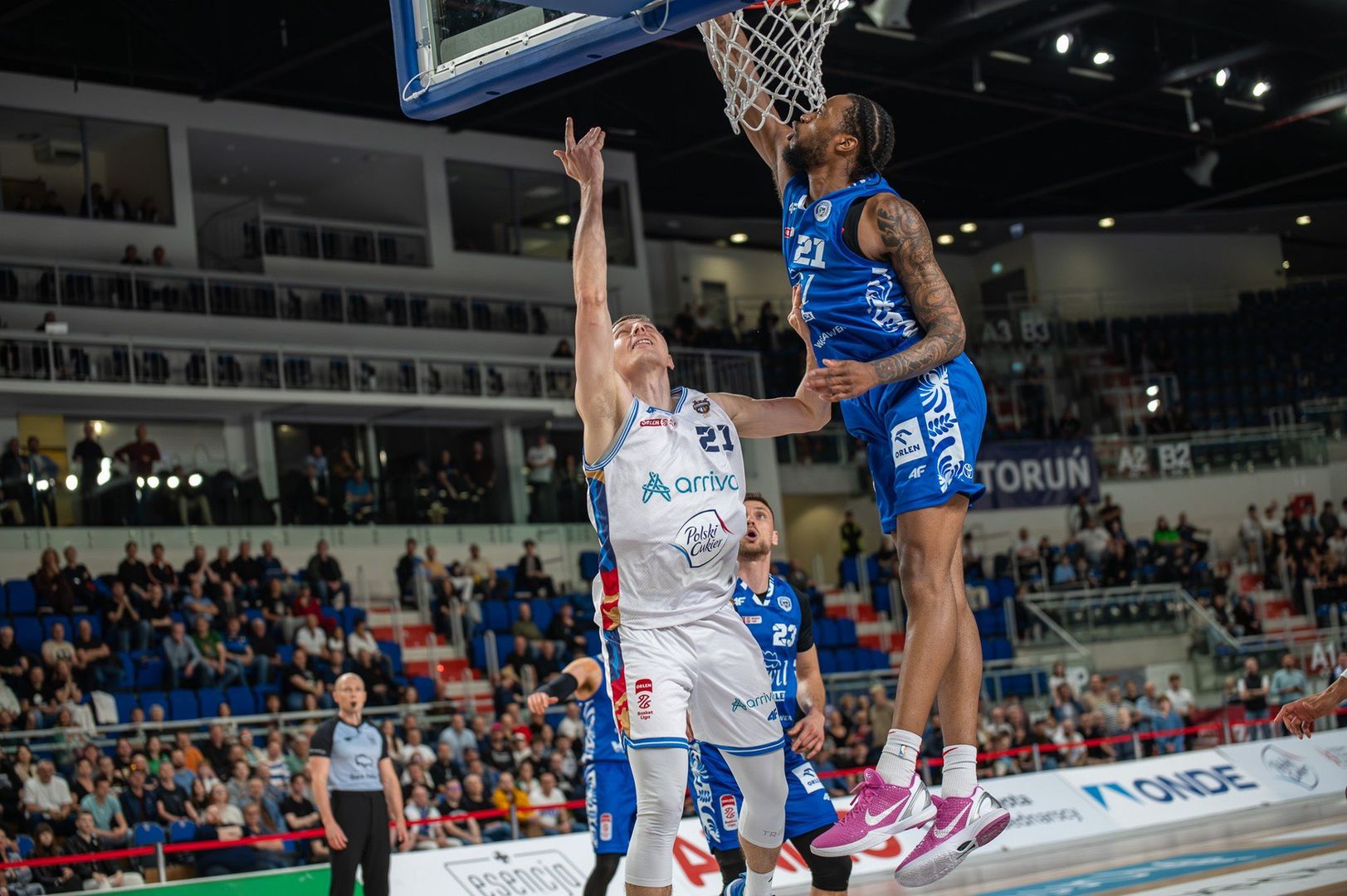 21.05.2025 Toruń Arena Toruń Orlen Basket Liga Polska Liga Koszykówki Arriva Polski Cukier Toruń - Anwil Włocławek koszykówka sport Bartosz Diduszko Nick Ongenda fot. Łukasz Szalkowski / Polska Press / Gazeta Pomorska