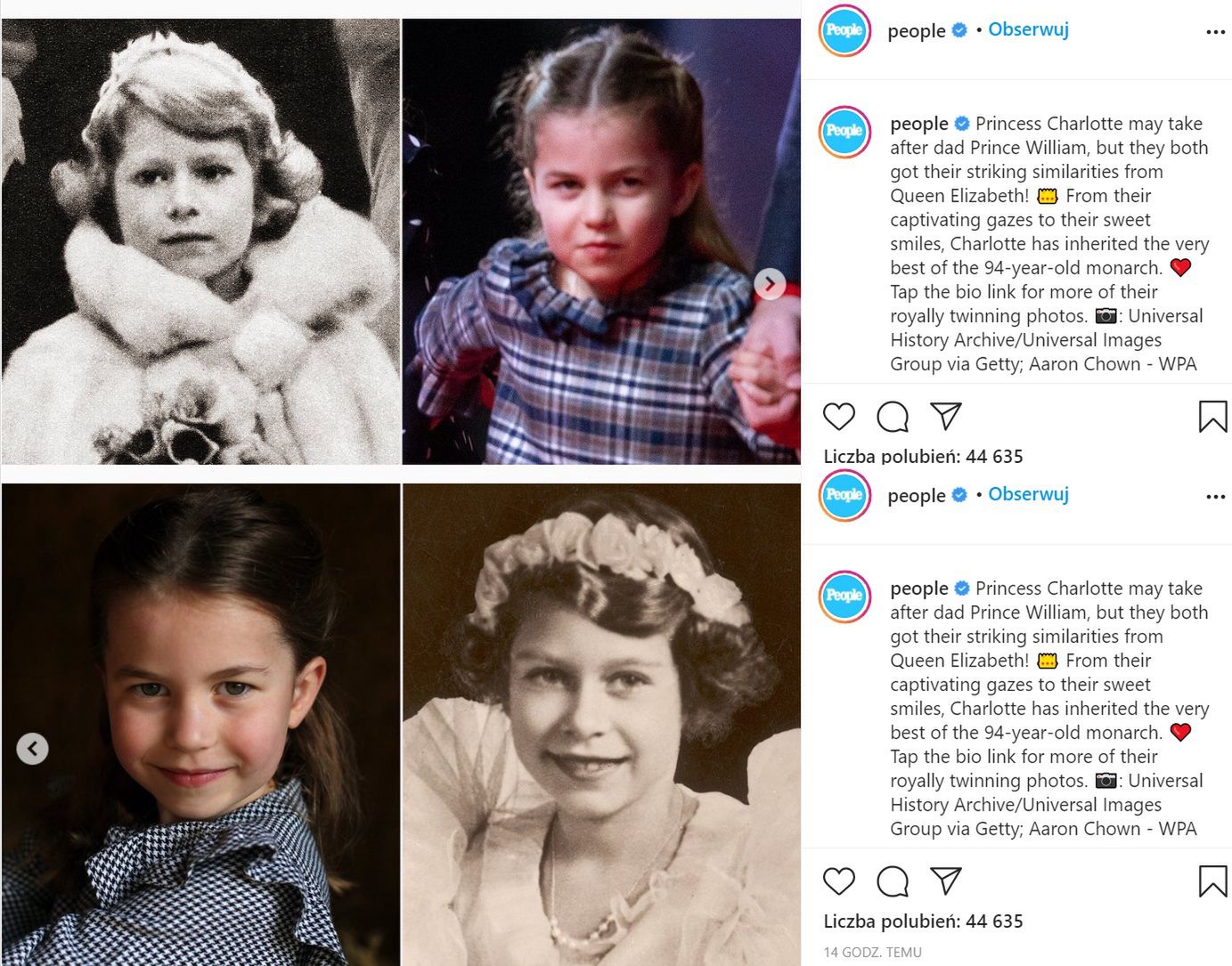 Księżniczka Charlotte wygląda jak młoda królowa Elżbieta (Instagram @people)