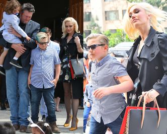 Modna Gwen Stefani wychodzi z rodziną z kościoła