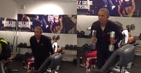 Obama ĆWICZY NA SIŁOWNI w Marriotcie! (ZDJĘCIA)