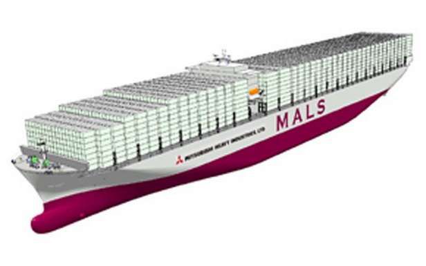 Projektowany kontenerowiec MALS-14000CS (Fot. Gizmag.com)