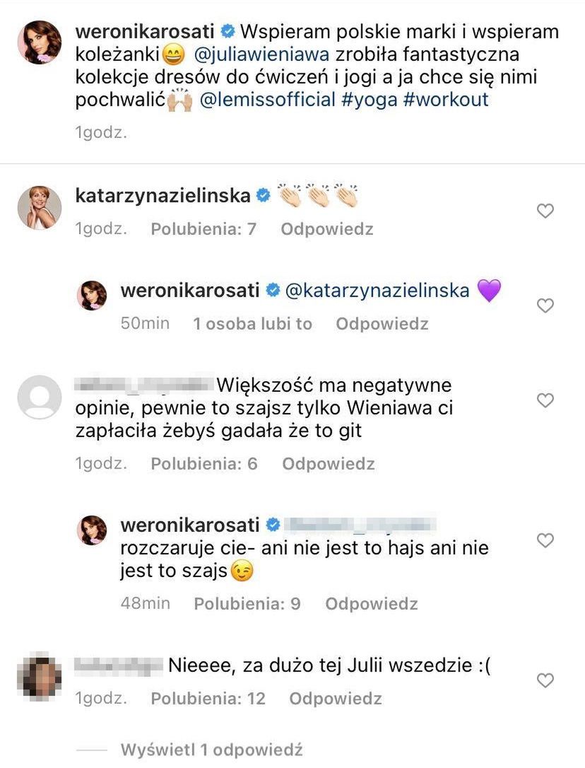 Weronika Rosati broni biznesu Julii Wieniawy