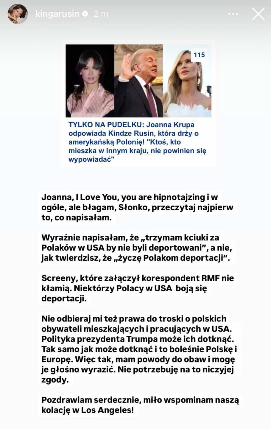 Rusin odniosła się do słów Krupy na temat Trumpa i deportacji
