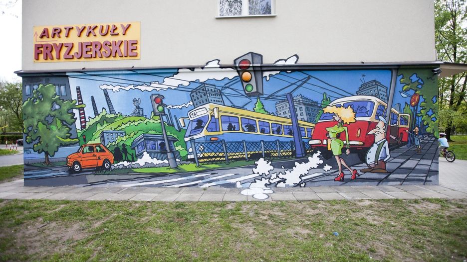 Nowohucki mural autorstwa Łukasza Lendy