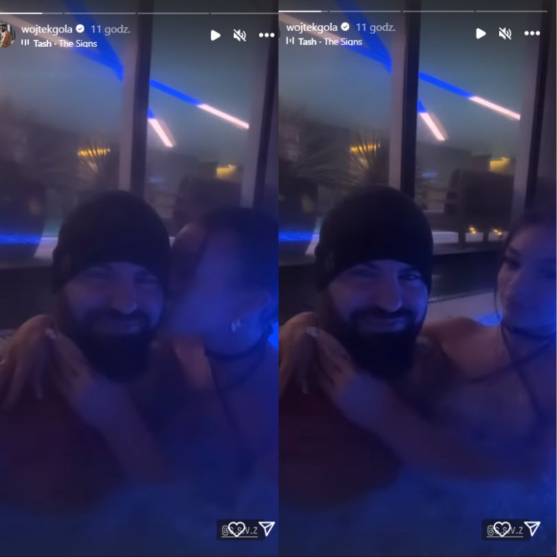 Wojciech Gola pozuje z ukochaną w jacuzzi