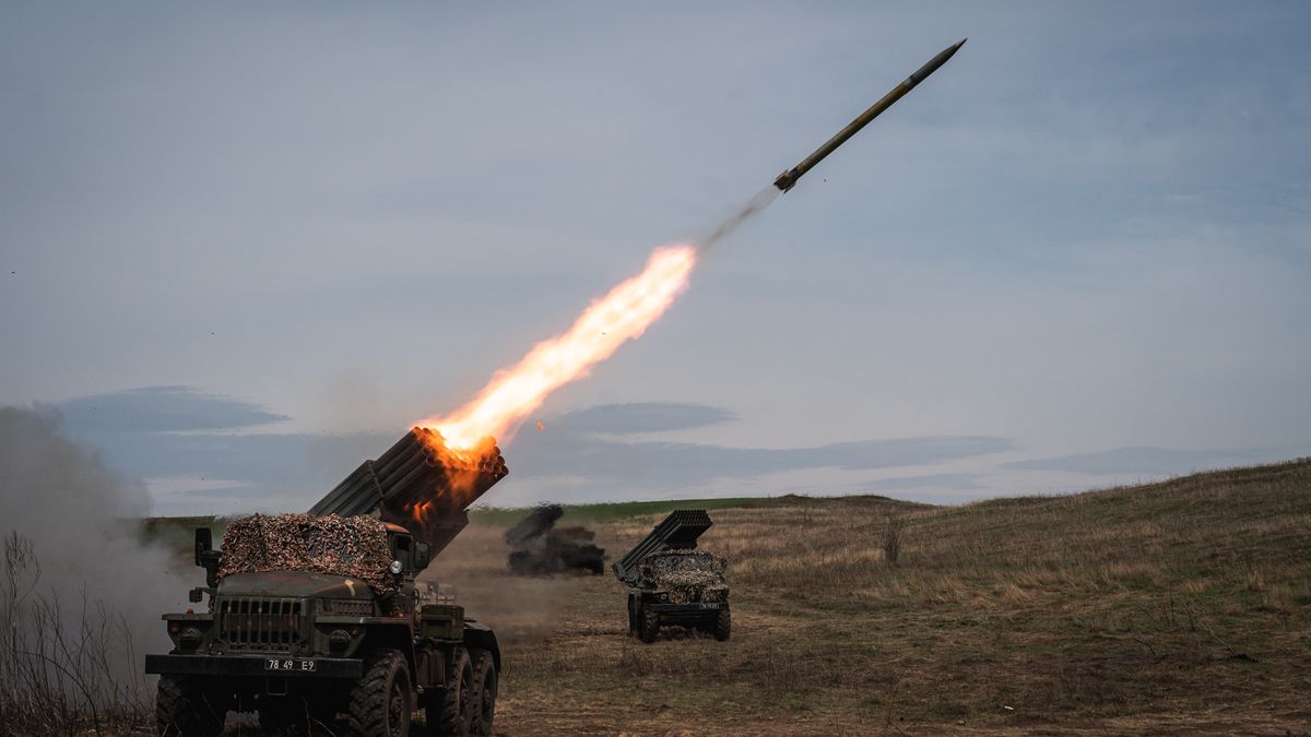 Ukrainian forces fire GRAD rockets toward Russian positions in DonbasDONBAS, UKRAINE - APRIL 10: Ukrainian forces fire GRAD rockets toward Russian positions in Donbas, Ukraine on April 10, 2022 (Photo by Wolfgang Schwan/Anadolu Agency via Getty Images)Anadolu Agencydonbas, frontline, russian attacks on ukraine, russian positions