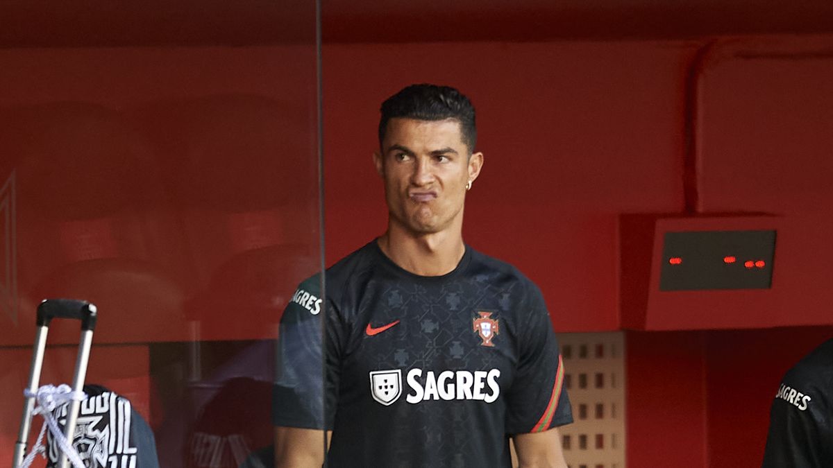 Cristiano Ronaldo (Juventus FC) of Portugal during the warm-up before the UEFA Nations League League A Group 2 match between Spain and Portugal at Estadio Benito Villamarin on June 2, 2022 in Seville, Spain. (Photo by Jose Breton/Pics Action/NurPhoto via Getty Images)
