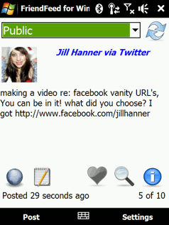 FriendFeed w telefonie z Windows Mobile