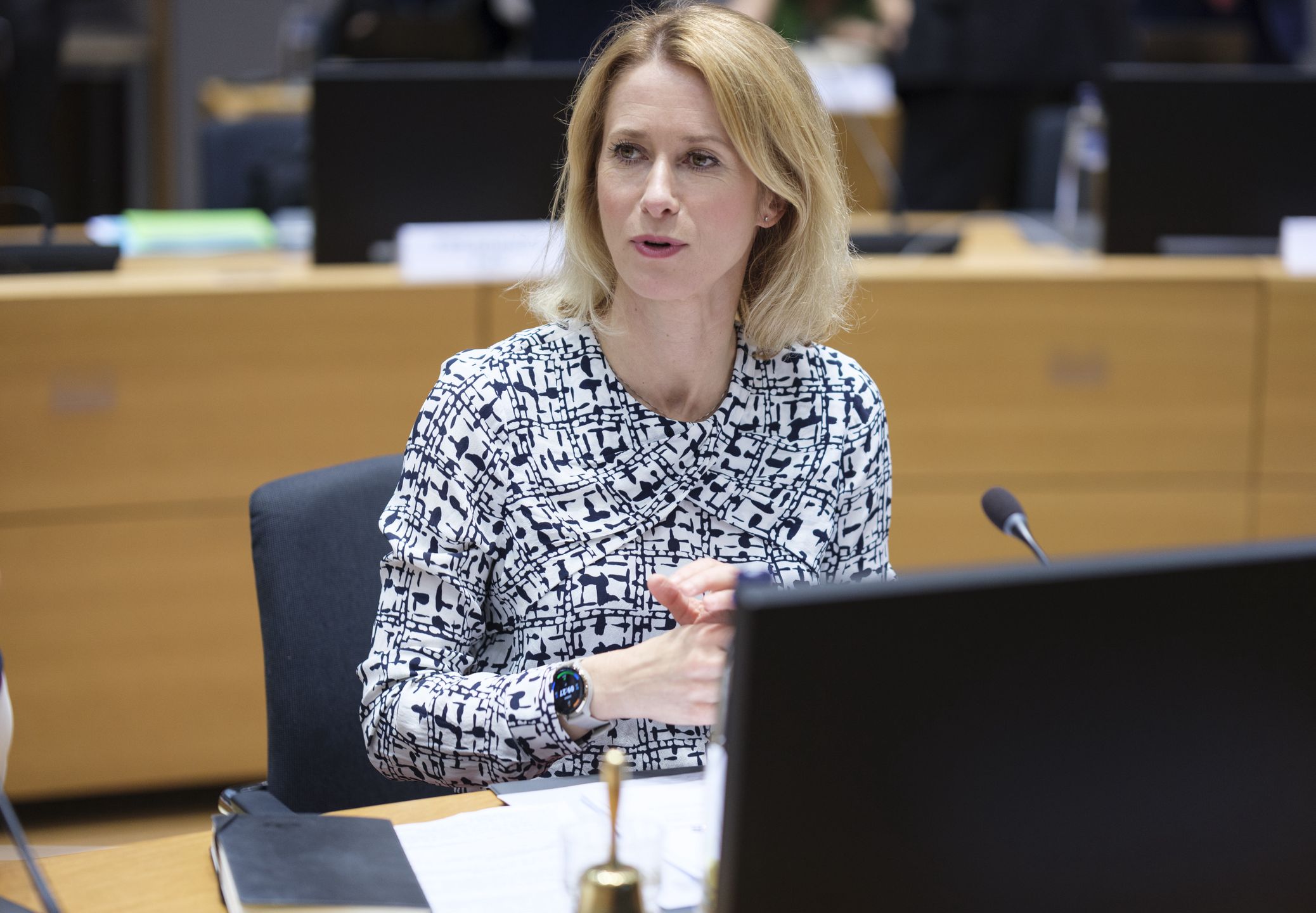BRUSSELS, BELGIUM - JULY 15: EU Commission vice-president, High Representative for Foreign Affairs and Security Policy Kaja Kallas attends an EU Foreign Affairs Ministers meeting, in the Europa building, the EU Council headquarter on July 15, 2025 in Brussels, Belgium. EU Foreign Affairs ministers will discuss the Russian aggression against Ukraine, they will also discuss about the situation in Georgia and consider possible measures in response to the growing repression by the authorities, and in the end, they will discuss the latest developments in the Middle East, focusing on Gaza, Israel and Iran.. (Photo by Thierry Monasse/Getty Images)