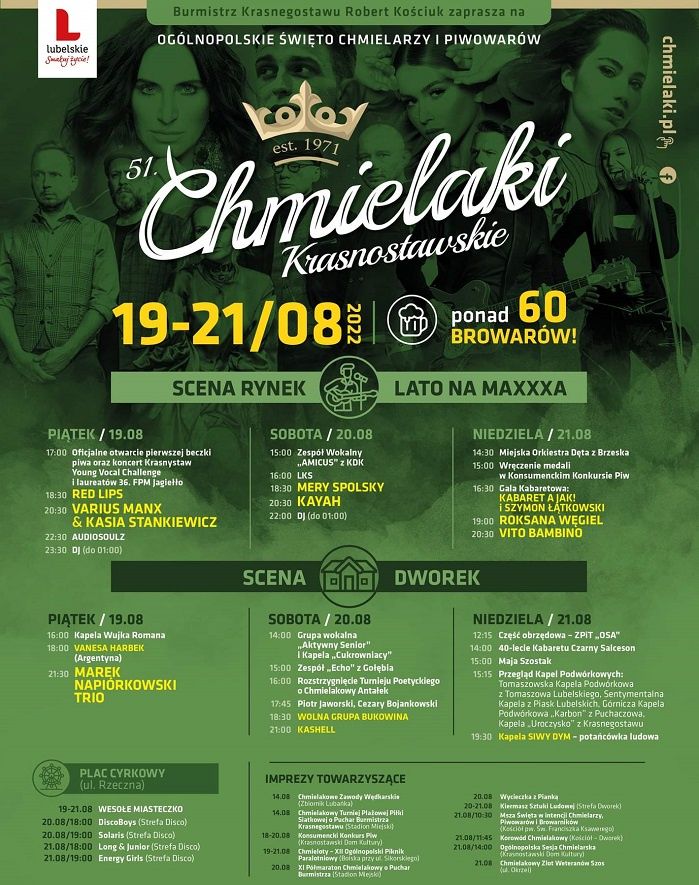 Chmielaki Krasnostawskie 2022: program, plakat