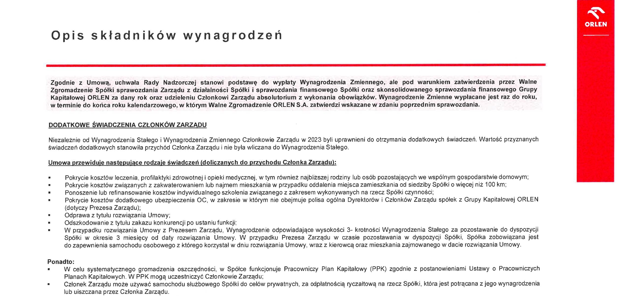 Polisa, którą objęty był zarząd Orlenu