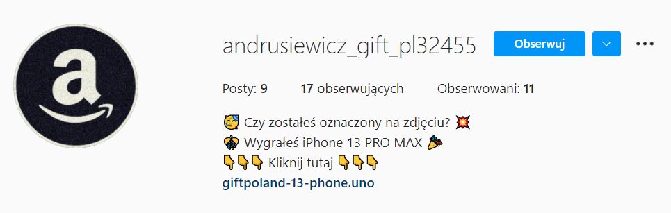 Oszustwo na Instagramie