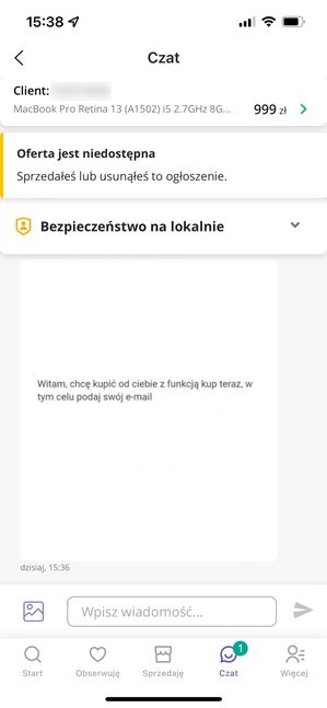 Próba oszustwa na serwisie Allegro