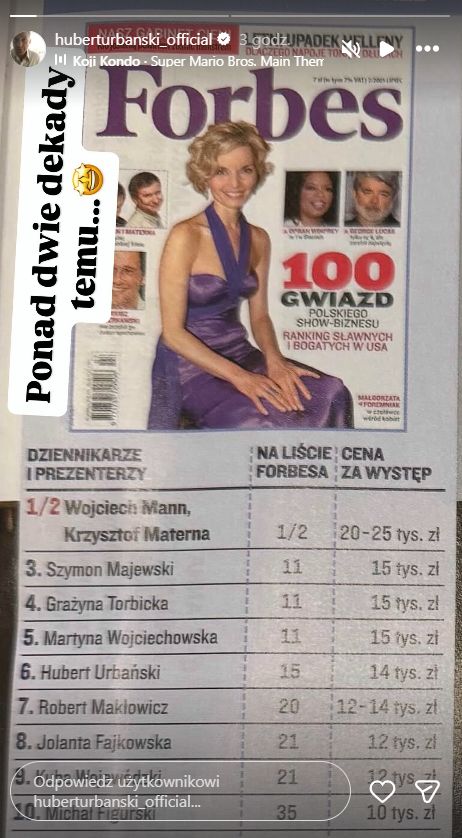 Hubert Urbański o zarobkach 20 lat temu