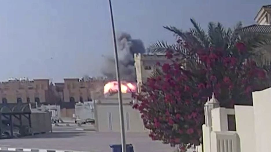 DOHA, QATAR - SEPTEMBER 9: Security footage captures the moment of an Israeli strike targeting Hamas leaders in Doha, Qatar, on September 9, 2025. (Photo by Security Camera/Anadolu via Getty Images)